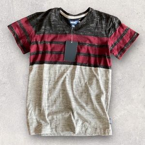 ⭐️ NWT - Univibe Boys Small Maroon, Grey Black striped T-Shirt
